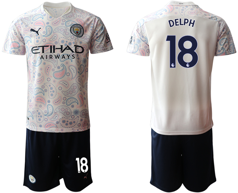 Men 2020-2021 club Manchester City away #18 white Soccer Jerseys